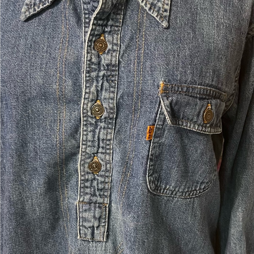 Vintage Orange Tag Levi’s Denim Pullover Shirt - Picture 2 of 12